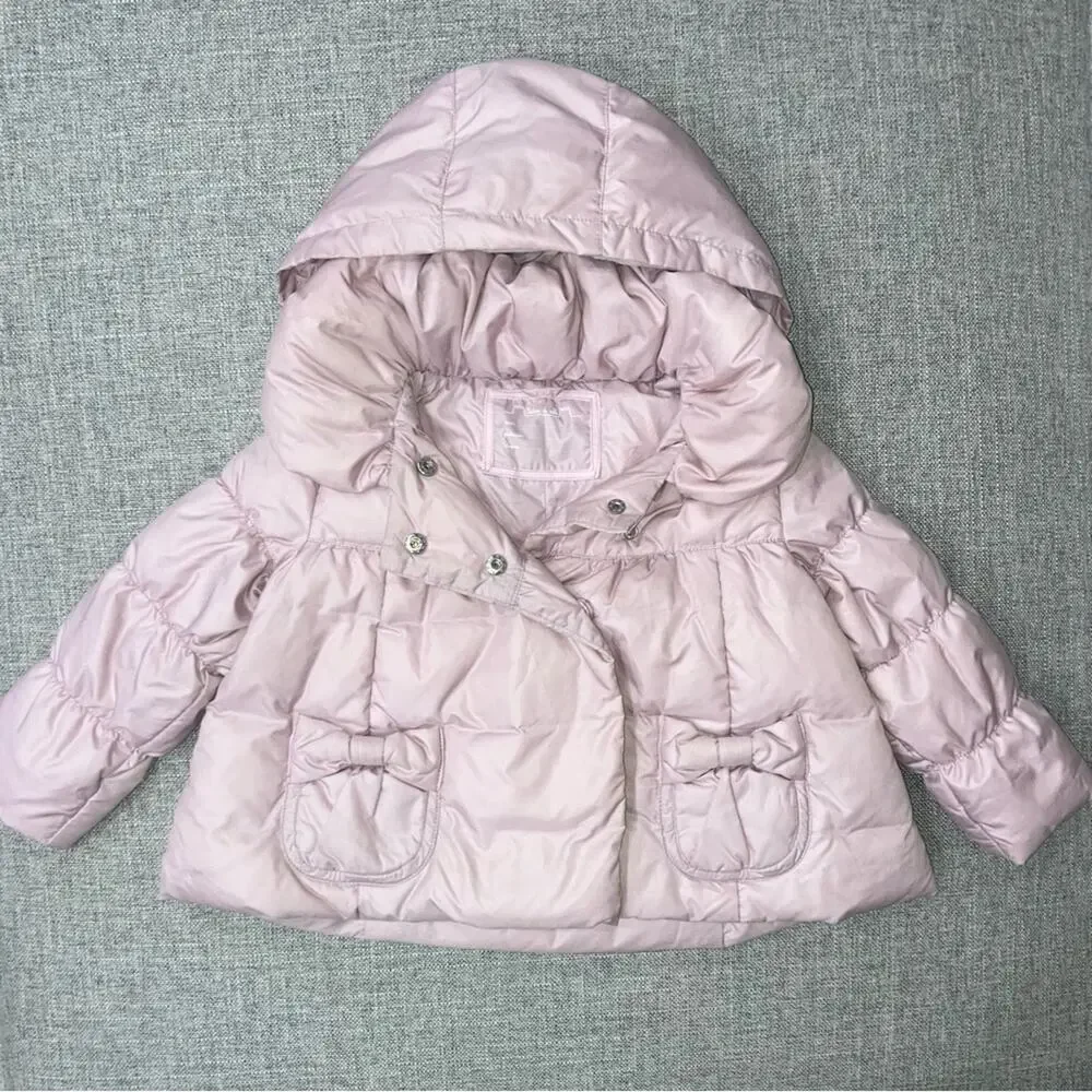 Chateau de Sable 24m pink down/feather puffer jacket VGUC